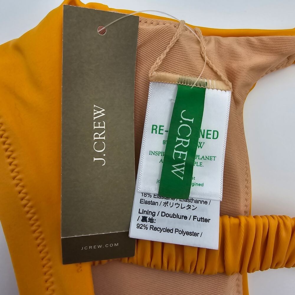 J. Crew Womans size XXS Scrunchie Strap Square Neck Bikini Top Orange/Yellow NEW - Picture 5 of 7